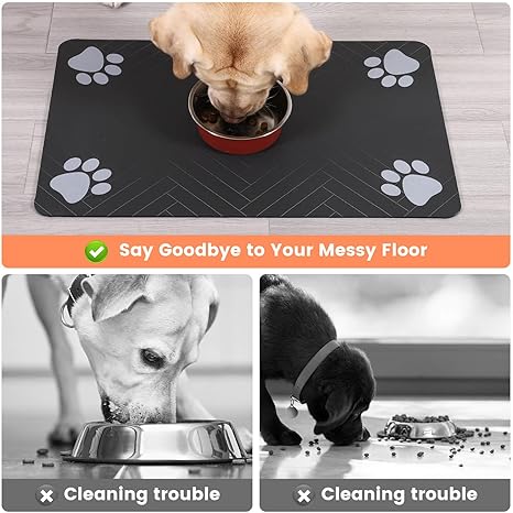 Pet Feeding Mat-Absorbent Pet Placemat for Food and Water