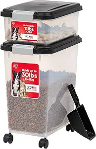 IRIS USA Dog Food Storage Container, 30 lbs & 11 lbs Combo