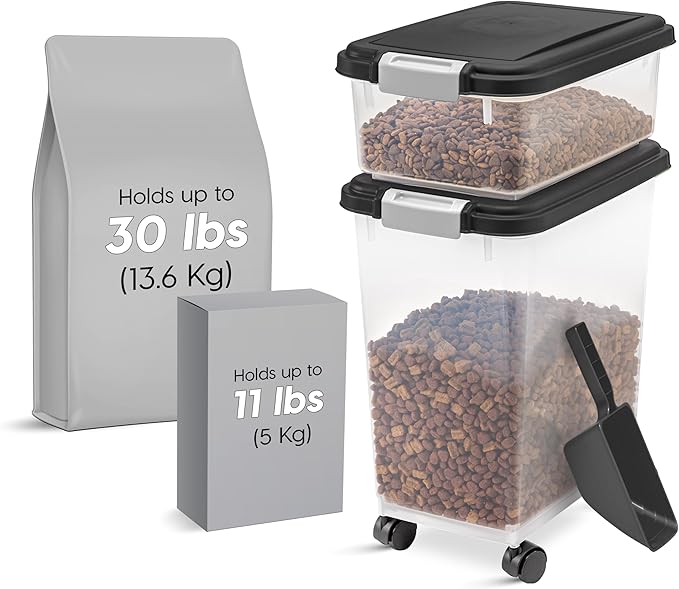 IRIS USA Dog Food Storage Container, 30 lbs & 11 lbs Combo