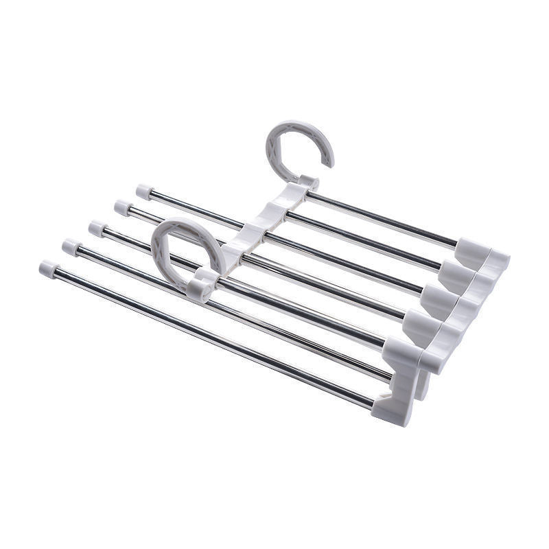 Multi-functional Pants Rack Folding Magic Pants Clip Household Wardrobe Telescopic Multi-layer Hanger Hanging Pants Storage Mobile Artifact